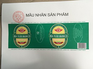 Công bố mẫu nhãn sản phẩm Bia Tươi HKBECO 800ml đóng trong chai nhựa.