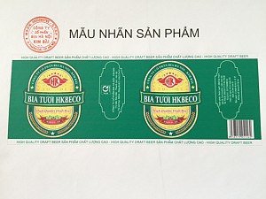 Công bố mẫu nhãn sản phẩm Bia Tươi HKBECO 800ml đóng trong chai nhựa.